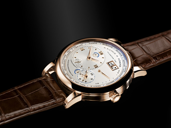 brown leather strap replica A. Lange & Sohne Lange 1 Time Zone
