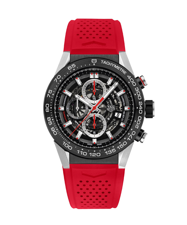 red rubber strap copy TAG Heuer Carrera Heuer 01 Chronograph